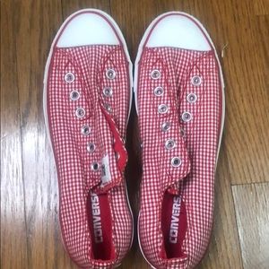 Converse All Star Red and White Plaid Shoes